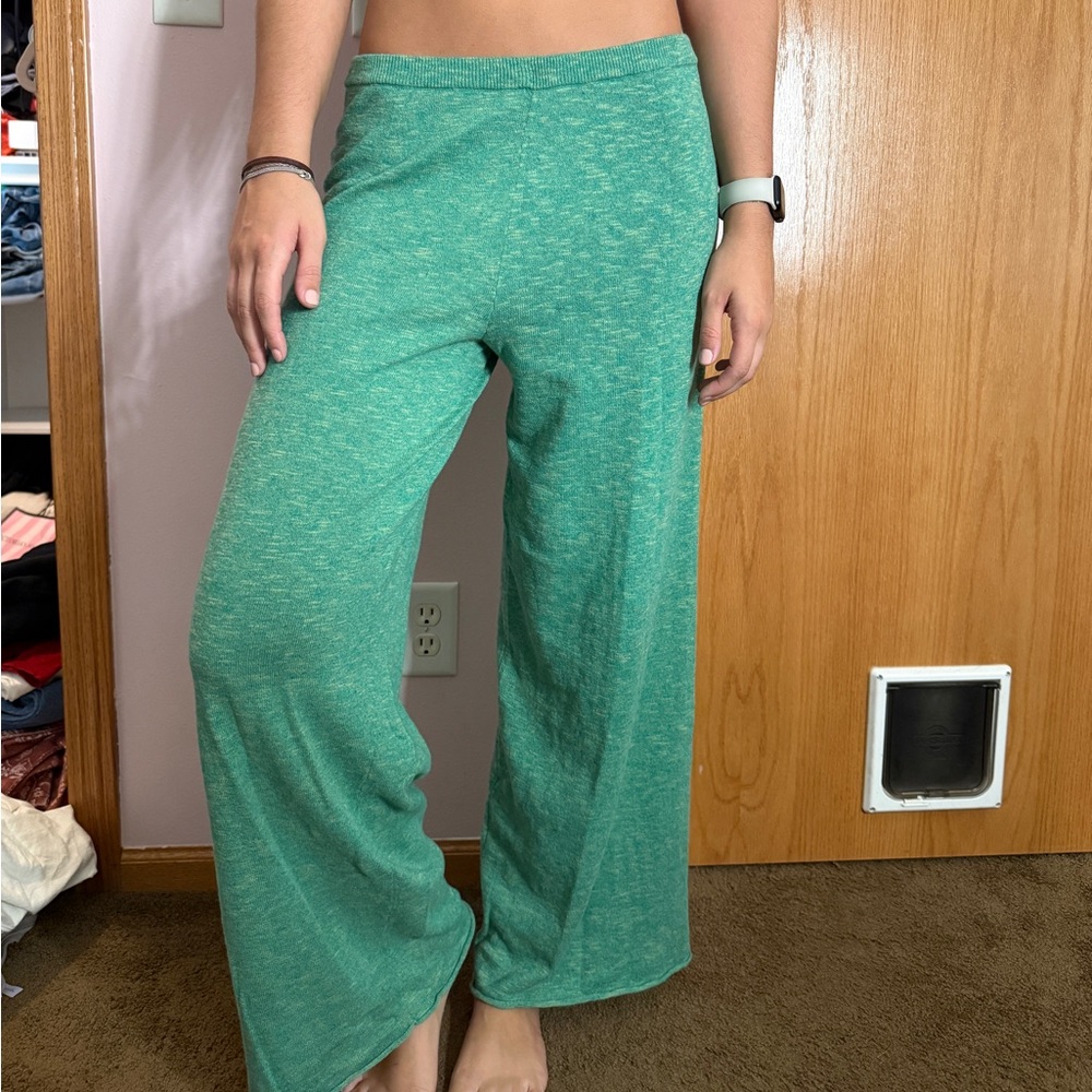 Free People Teal Wide-Leg Pants